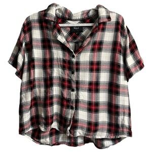 Rails Button-Down Plaid Shirt Red and Black Comfy Rayon Women's Size Medium